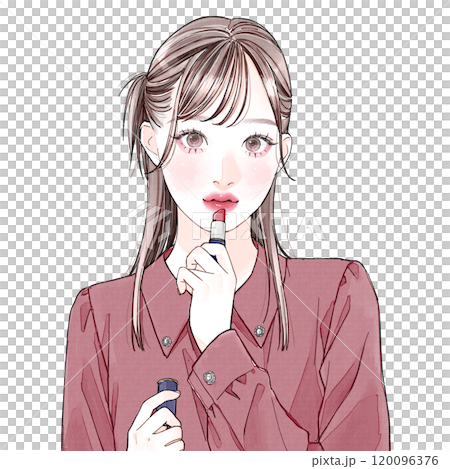 口紅を塗っている女性 口紅を塗っている女性 120096376