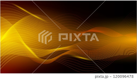 This image features flowing golden waves on a dark background, showcasing an abstract design. The concept illustrates movement and fluidity. Vector illustration This image features flowing golden waves on a dark background, showcasing an abstract design. The concept illustrates movement and fluidity. Vector illustration 120096478