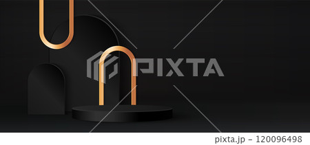 Minimalist black luxury cylinder podium 120096498