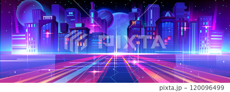 Futuristic metaverse aesthetic city skyline 120096499