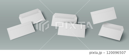 Empty white open and closed envelopes 120096507