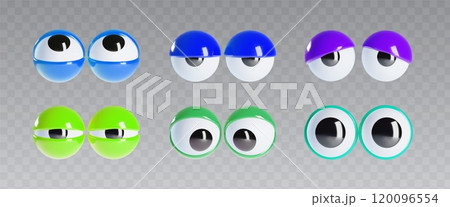 Googly eyes set isolated on transparent background 120096554