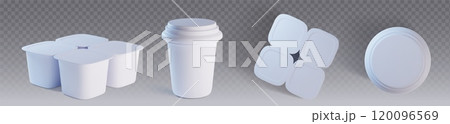 Plastic yogurt food container mockup set with lid 120096569