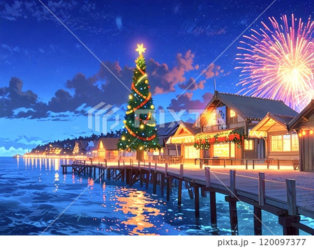 クリスマスのモルディブの水上コテージ クリスマスのモルディブの水上コテージ 120097377