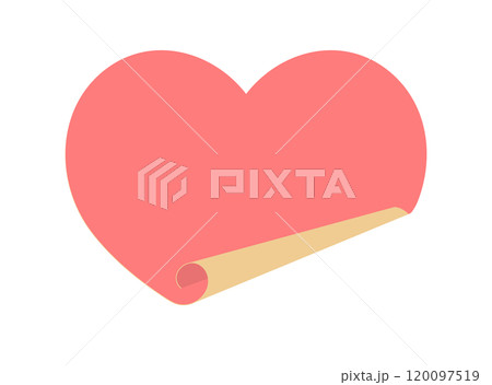 端がめくれているハートのイラスト 120097519