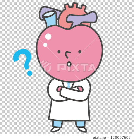 質問する心臓　ドクター　キャラクターイラスト　アイコン 120097605