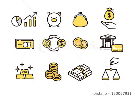 シンプル　イラスト　お金にまつわるアイコン 120097931