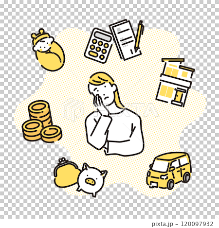 一個年輕女子思考人生計畫的簡單例證 120097932