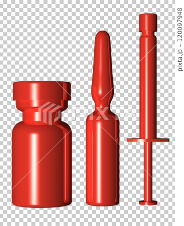 3DCG "Syringe/Vial/Ampoule" Red, Red 3DCG "Syringe/Vial/Ampoule" Red, Red 120097948