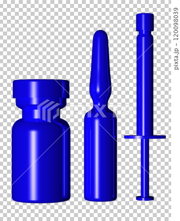 3DCG "Syringe/Vial/Ampoule" Blue, Blue 3DCG "Syringe/Vial/Ampoule" Blue, Blue 120098039