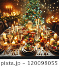 豪華なクリスマスディナーテーブル 120098055