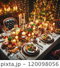 豪華なクリスマスディナーテーブル 120098056