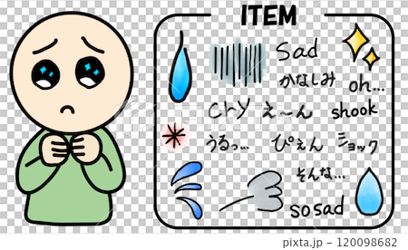 Sad (depressed) person and decoration item set, color version Sad (depressed) person and decoration item set, color version 120098682