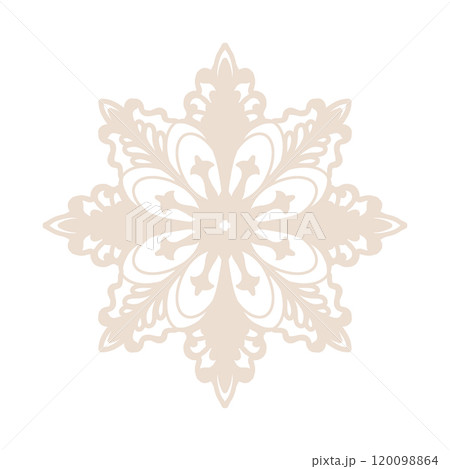 Vintage openwork vector snowflake pastel beige color as a symbol of cozy winter family holiday Christmas and New Year to decorate greetings and invitations.Watercolor illustration isolated on white Vintage openwork vector snowflake pastel beige color as a symbol of cozy winter family holiday Christmas and New Year to decorate greetings and invitations.Watercolor illustration isolated on white 120098864