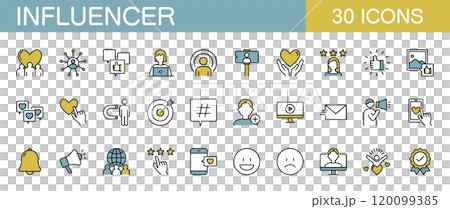 Influencer Icon Set Color 120099385