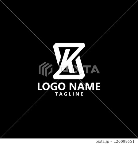 abstract initial letter ZK vector logo design 120099551