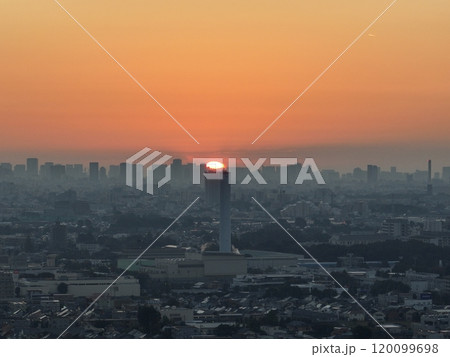 【武蔵野上空から空撮】　BIG　CITY　都会の日の出　 120099698