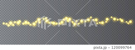 Festive Christmas light glowing garland string on dark background. Festive Christmas light glowing garland string on dark background. 120099764