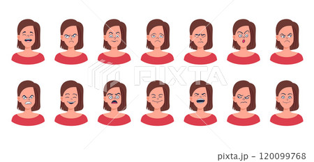 Portraits of woman. Girl Avatar.  Female emotions. 120099768