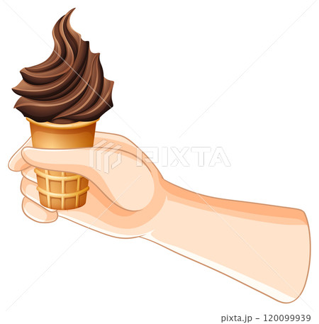 Hand Holding Chocolate Ice Cream Cone 120099939