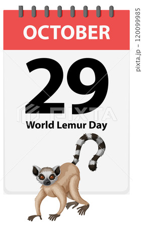 World Lemur Day Calendar Illustration 120099985