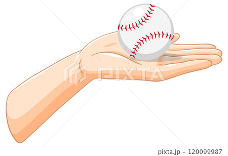 Hand Holding a Baseball Illustration 120099987