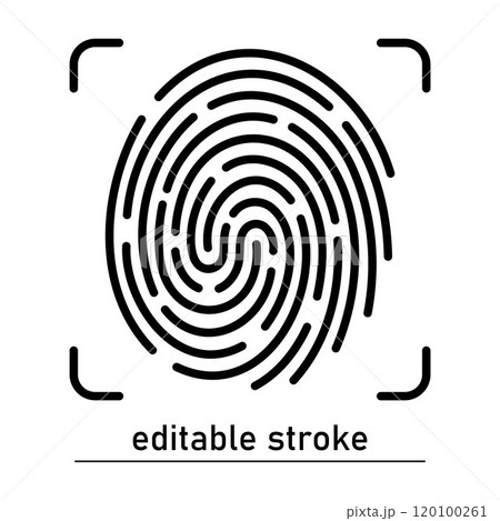 Fingerprint icon. Fingerprint scanning. Digital security authentication. ID application icon. Security system. Information security. 120100261