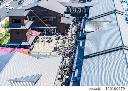 【東京都】建物の屋上から見た豊洲にある千客万来 120100279