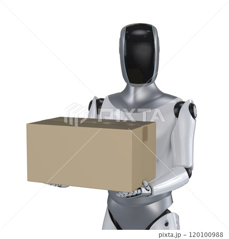 Delivery robot send parcel box isolated Delivery robot send parcel box isolated 120100988