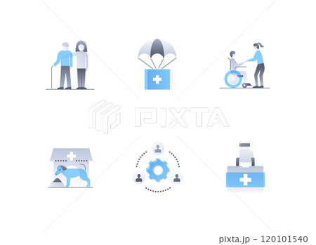 Medical assistance and support - flat design style icons set 120101540