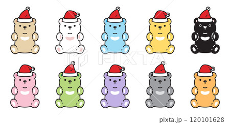 Bear polar icon christmas hat santa claus teddy doll vector pet cartoon character colorful logo symbol illustration clip art isolated design 120101628