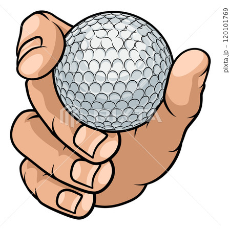 Mascot Person Hand Fist Holding Golf Ball 120101769