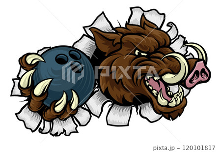 Boar Wild Hog Razorback Warthog Pig Bowling Mascot 120101817