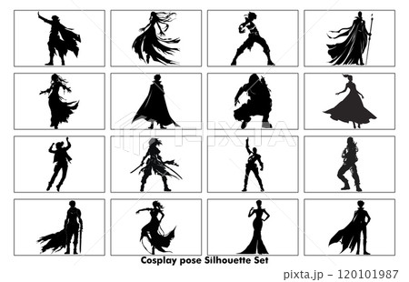 Stylish silhouettes of cosplay, illustration cosplay Stylish silhouettes of cosplay, illustration cosplay 120101987