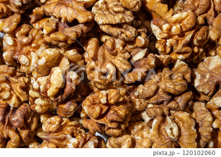 Scattered Shelled Walnuts. Background from Walnut 120102060