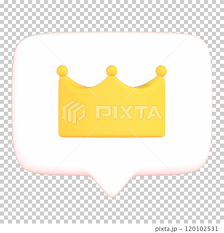 王冠マークの吹き出し3Dアイコン(正面) 王冠マークの吹き出し3Dアイコン(正面) 120102531