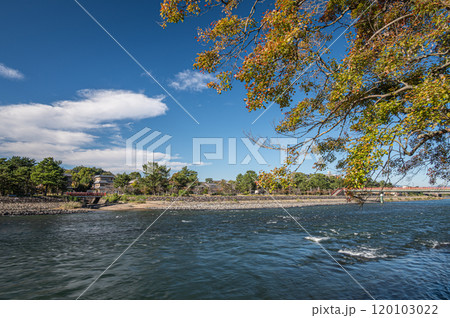 秋の宇治川風景　京都府宇治市 120103022