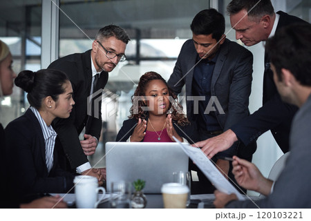 I think well manage to pull this off. Shot of a group of businesspeople having a meeting together over a laptop in a boardroom at the office. I think well manage to pull this off. Shot of a group of businesspeople having a meeting together over a laptop in a boardroom at the office. 120103221