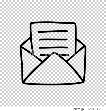 Doodle Open envelope with letter icon or logo, hand drawn with thin black line Doodle Open envelope with letter icon or logo, hand drawn with thin black line 120103352