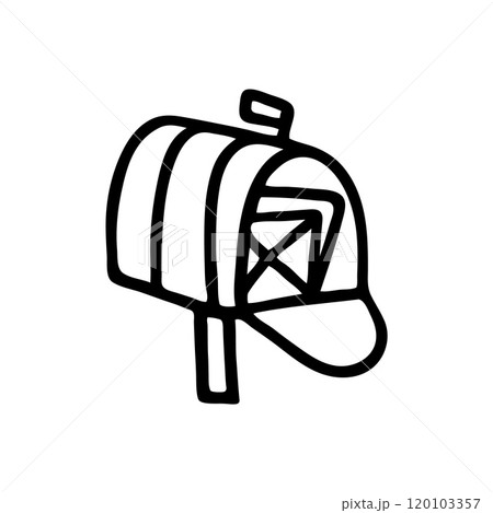 Doodle post or email Mailbox Icon or logo, hand drawn with thin black line Doodle post or email Mailbox Icon or logo, hand drawn with thin black line 120103357