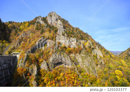 北海道 定山渓 豊平峡ダムの紅葉 北海道 定山渓 豊平峡ダムの紅葉 120103377