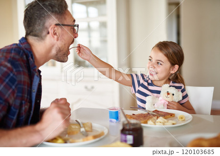 Its a great way to start the day. Cropped shot of an adorable little girl having breakfast. 120103685