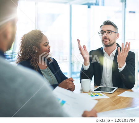 And thats it. Cropped shot of a group of corporate colleagues sitting in the boardroom during a meeting. 120103704