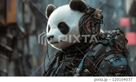 サイバーパンク調のパンダ AI画像 サイバーパンク調のパンダ AI画像 120104037