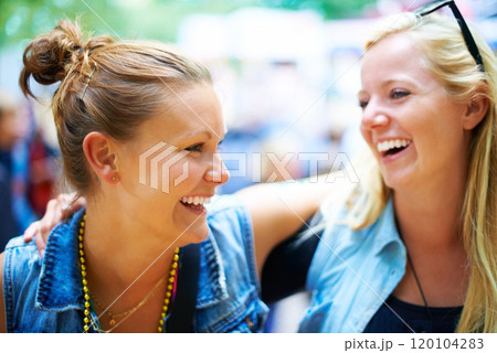 Having fun with my best friend. Two friends having fun at a festival. 120104283