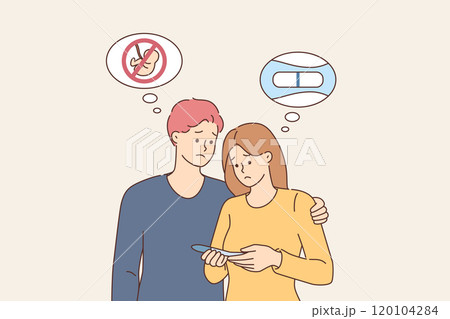 Problem of infertility in unhappy couple holding negative pregnancy test and wanting to have child 120104284