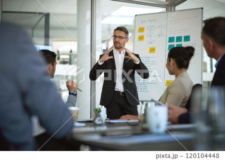 We can expand as long as we work together. Shot of a mature businessman explaining work related stuff during a presentation to work colleagues in a boardroom. We can expand as long as we work together. Shot of a mature businessman explaining work related stuff during a presentation to work colleagues in a boardroom. 120104448