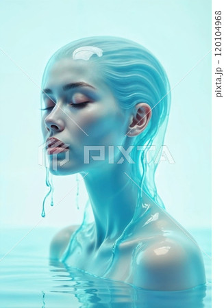 Image of a goddess in azure water. Image of a goddess in azure water. 120104968