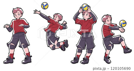 バレーボールをする男の子のイラストセット 120105690