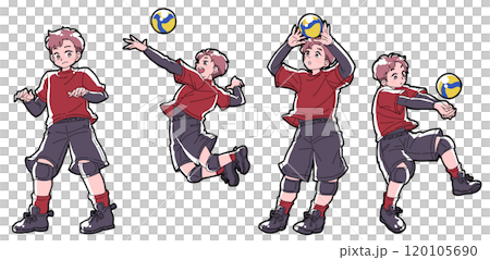 バレーボールをする男の子のイラストセット 120105690